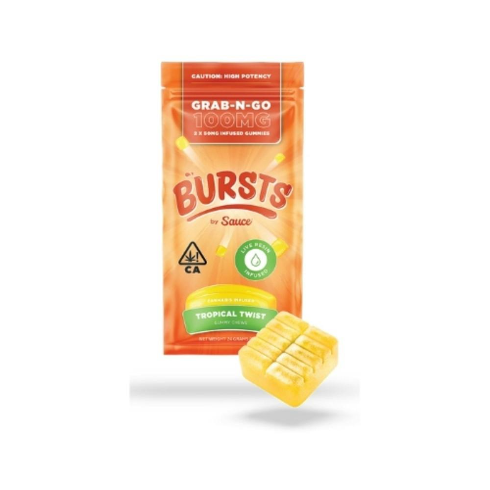 Sauce-Live Resin "Bursts" Gummies-Tropical Twists-100mg 20pk